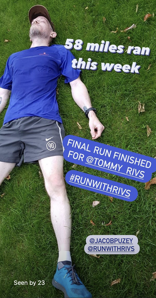 Dave after completing the Run With Rivs challenge